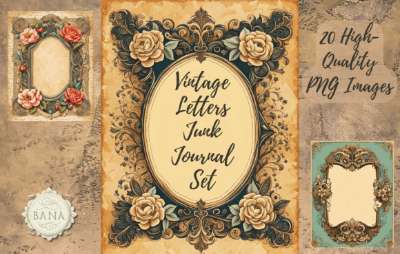 Vintage Letters Junk Journal Set Grafik KI Illustrationen Von Biljana Đaković