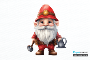 Watercolor Funny Fireman Gnome Clipart Gráfico Ilustraciones Imprimibles Por Regulrcrative 1