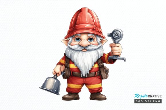 Watercolor Funny Fireman Gnome Clipart Graphic Illustrations By Regulrcrative