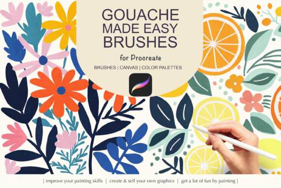 Gouache Procreate Brushes Gráfico Pincéis Por Patishop Art