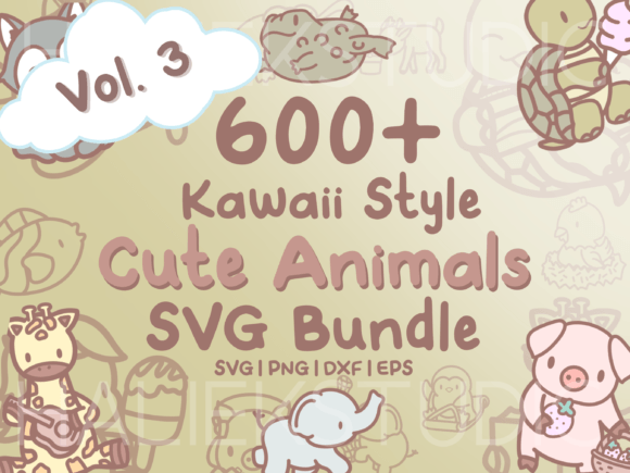 600+ Kawaii Animals SVGs Vol. 3 Graphic Illustrations By HalieKStudio