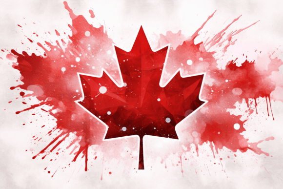 Canada Maples Leaf Paint Drops Gráfico Ilustraciones Imprimibles Por saydurf