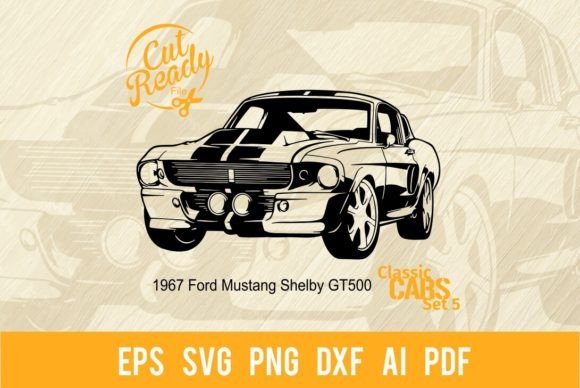 Mustang Shelby Gt500 Eleanor Classic Car Graphic Illustrations By SignReadyDClipart