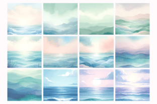 Ocean Pastel Watercolor Background Graphic Backgrounds By Artistic Wisdom 3