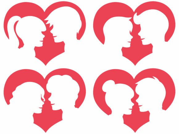 Romantic People Silhouette Valentine Day Graphic Illustrations By PurMoon
