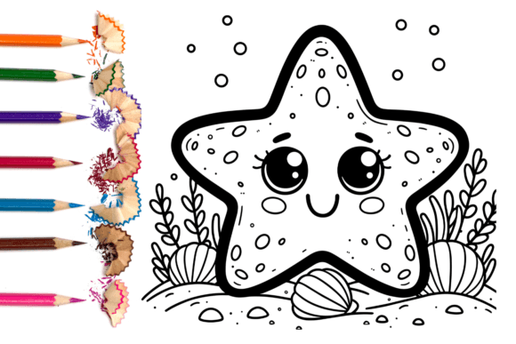 Starfish Coloring Page for Kids Graphic Coloring Pages & Books Kids By DesignFlame Studio