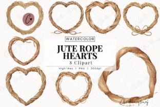 Watercolor Jute Rope Hearts Clipart Illustration Illustrations Imprimables Par Christine Fleury 1