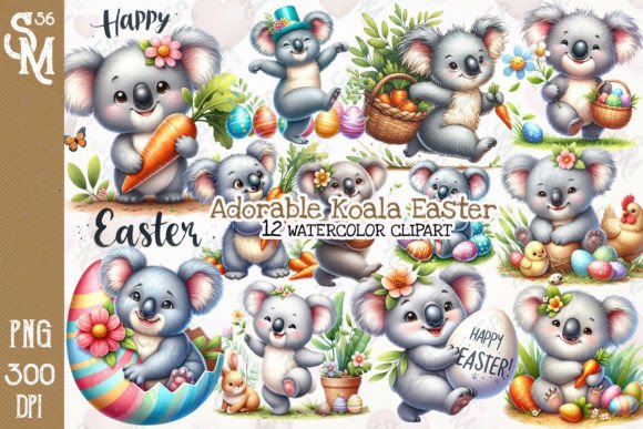 Adorable Koala Easter Clipart PNG Graphic Illustrations By StevenMunoz56