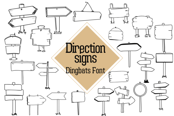 Direction Signs Dingbats-Schriftarten Schriftart Von Nun Sukhwan