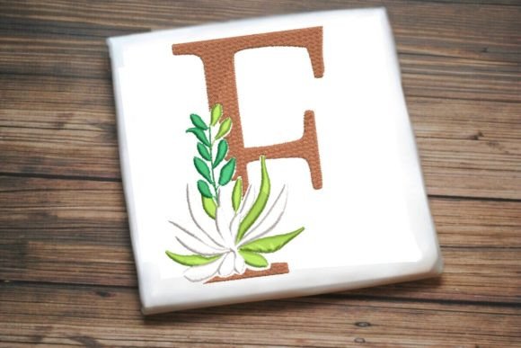 F Letter Decorative Greenery Alphabet Monogram Monograma de Casamento Design de Bordado Por Designs By Sirine
