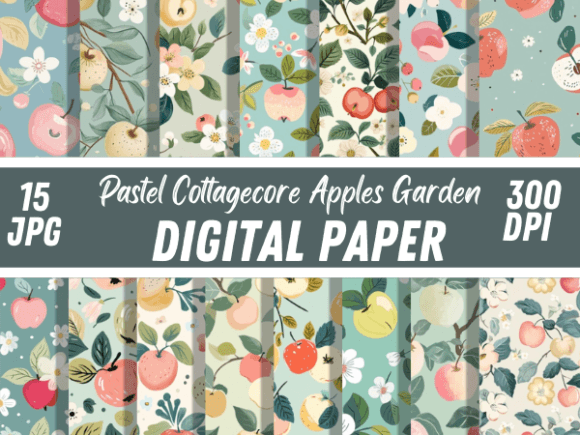 Pastel Cottagecore Floral Apple Garden Graphic Patterns By Creative River