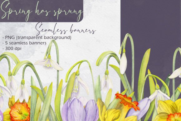 Spring Has Sprung: Seamless Banners Graphic Illustrations By msflaffy