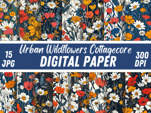Urban Wildflowers Cottagecore Garden Graphic Patterns By Creative River