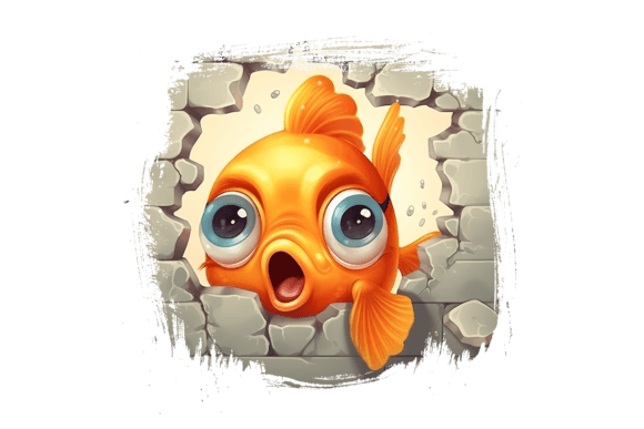 Goldfish Broken Wall Grafica Illustrazioni Stampabili Di gornidesign