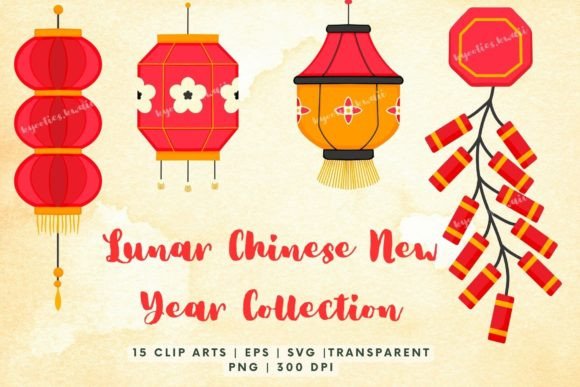 Chinese New Year Clipart Collection Gráfico Ilustraciones Imprimibles Por kyootieskwaii