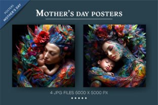 Colorful Posters of Mother and Child. Grafika Ilustracje AI Przez Keno Shop 2