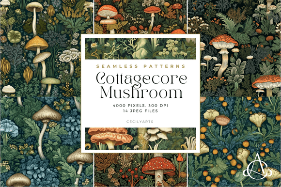 Cottagecore Mushroom Seamless Patterns Graphic Patterns By Cecily Arts