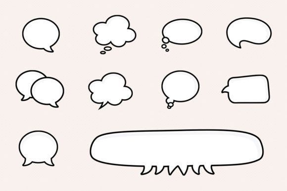Set of Cloud Chat Bubbles Iconic Vector Graphic Illustrations By sargatal