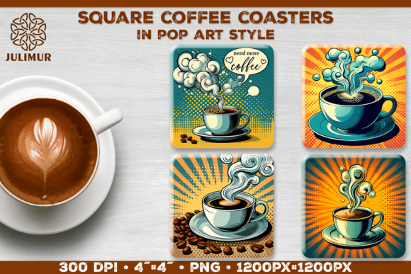 Square Coffee Coasters Sublimation Graphic Crafts By julimur2020