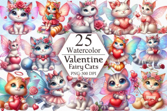 Valentine Fairy Cats Sublimation Bundle Graphic Illustrations By ArtStory