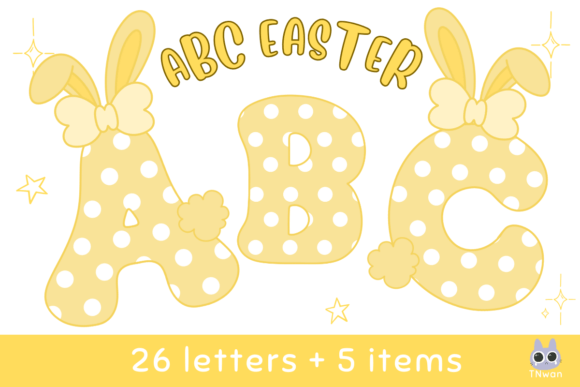 Easter Alphabet Bunny Retro Sublimation Gráfico Ilustraciones Imprimibles Por TNwan
