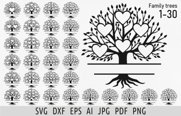 Family Tree Svg Bundle Family Tree Split Grafika Rękodzieła Przez Julia's digital designs