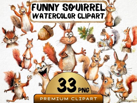 Funny Squirrel Clipart Bundle  Graphic Illustrations By MokoDE