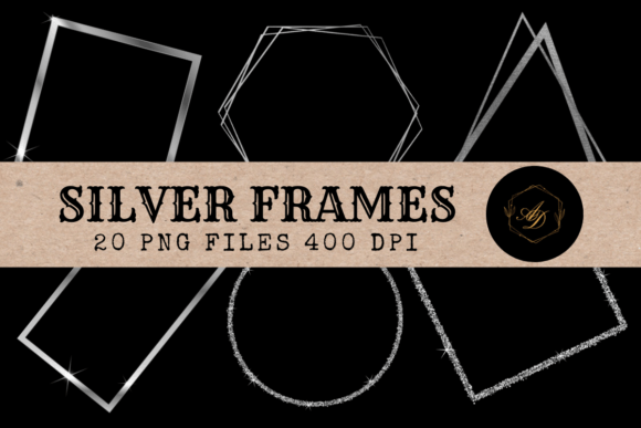 Silver Frames Clip Art Gráfico Ilustraciones Imprimibles Por Affluent Designs