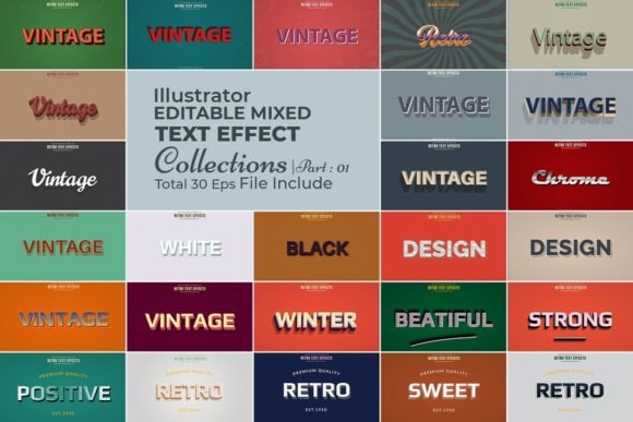 Editable Retro Vector Text Effect Graphic Layer Styles By mristudio