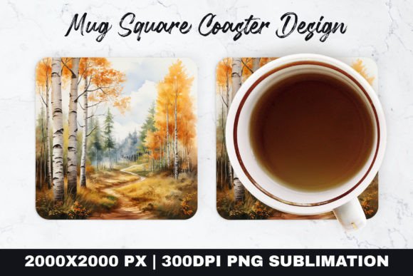 Forest Mug Coaster PNG | Coaster Gráfico Artesanato Por TheDigitalStore247