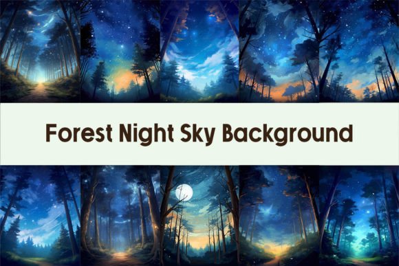 Forest Night Sky Background Grafika Rękodzieła Przez Pamilah