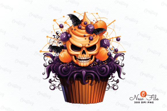 Halloween Cupcakes Sublimation Design Gráfico Ilustraciones Imprimibles Por Crafticy