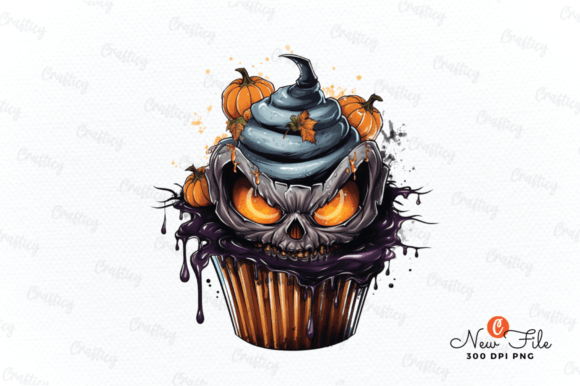 Halloween Cupcakes Sublimation Design Gráfico Ilustraciones Imprimibles Por Crafticy
