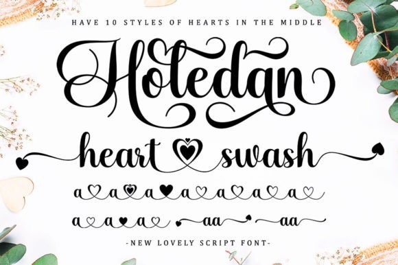 Holedan Heart Skript-Schriftarten Schriftart Von Reyna Studio