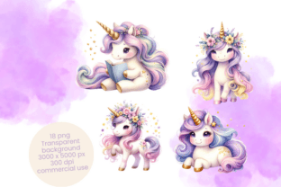 Unicorn Watercolor Bundle PNG Sublimatio Graphic Print Templates By Prints and the Paper 4