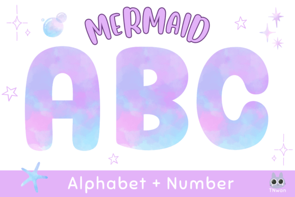 Watercolor Alphabet PNG Mermaid Letter Graphic Illustrations By TNwan