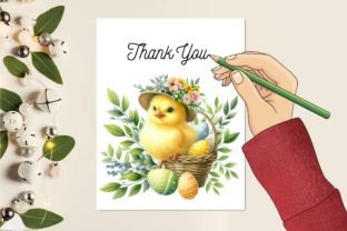 Watercolor Easter Cute Chick Clipart Grafika Ilustracje do Druku Przez Creative Art 2