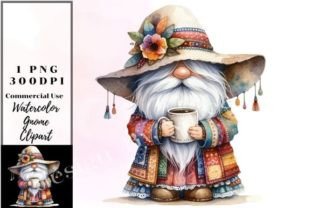 Watercolor Gnome Clipart Grafika Ilustracje do Druku Przez Design By Naree 1