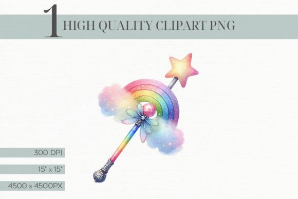 Watercolor Rainbow Magic Wand Clipart Graphic Illustrations By Bijou Bay