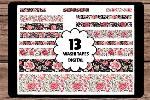 Watercolor Valentine Floral Washi Tape Graphic Crafts By Crafty Kiara