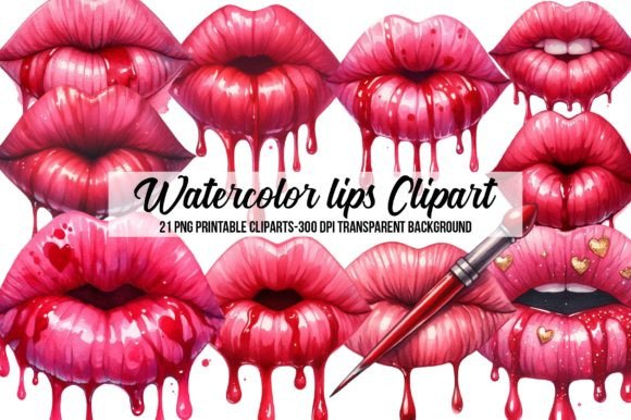Watercolor Lips Clipart Graphic Illustrations By WatercolorArt