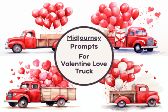 Ai Prompt for Valentine Love Truck Grafik Druckbare Illustrationen Von Milano Creative