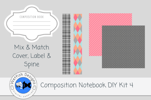 Composition Notebook DIY Kit 4 for Canva Graphic KDP Interiors By Wetfish Designs