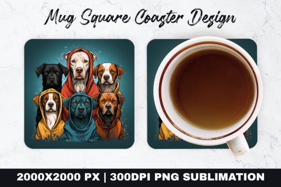 Dogs Mug Coaster PNG | Coaster Graphic Crafts By TheDigitalStore247