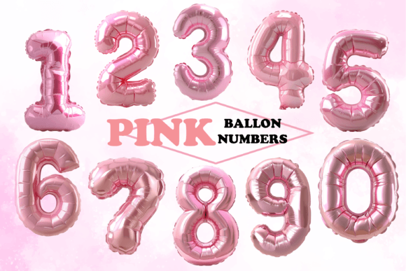 Pink Ballon Numbers Birthday Celebration Grafik Druckbare Illustrationen Von svgstudiofiles