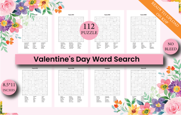 Valentine's Day Word Search Gráfico Interiores KDP Por kdppodsolutions