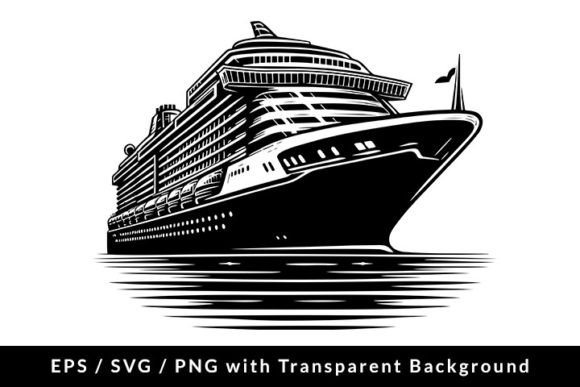 Cruise Ship Monochrome Clip Art SVG EPS Graphic Illustrations By Formatoriginal