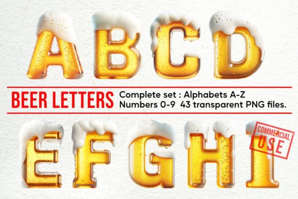 Beer Alphabet & Number PNG Letters Graphic Print Templates By TyphoonTanya