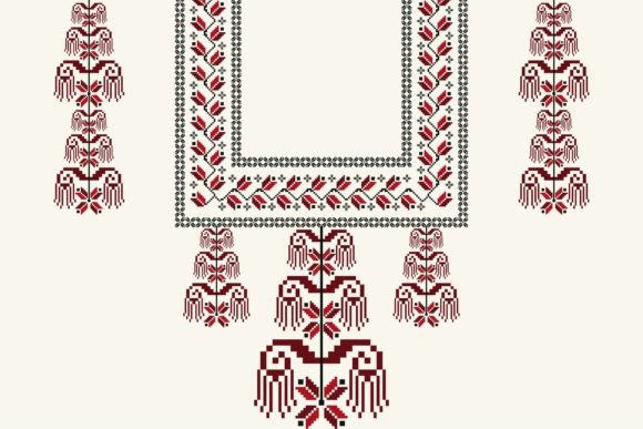 Ethnic Neck Embroidery Floral Pattern Graphic Patterns By Parinya Maneenate