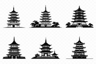 Japanese Asian Pagoda Silhouette Set Graphic Illustrations By Gfx_Expert_Team 2
